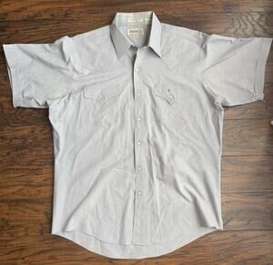 Sheplers Short Sleeve Western Shirt Light Grey 16 1/2 XL Lightly Starched